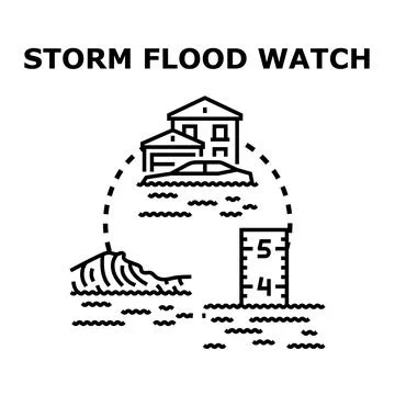 Storm flood watch warning indicating natural disaster threat Stock Illustration