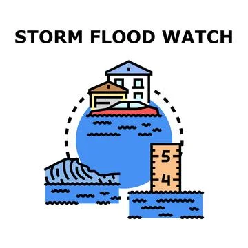 Storm flood watch warning indicating natural disaster threat Stock Illustration