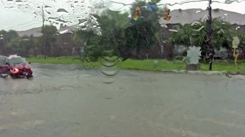 Storm flooded road intersection HD Stock Footage 83166