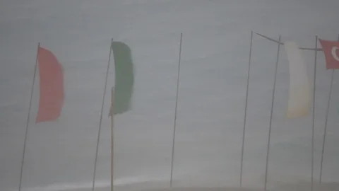 Storm, Floods During Tropical Storms. waving flags from the wind Stock-Footage 81926558
