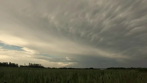 Storm forming over rice fields Stock Footage 92376807