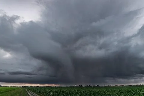 Storm with funnel cloud Stock Photos