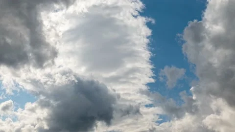 Storm grey clouds in blue sky, time lapse Stock Footage 141518975