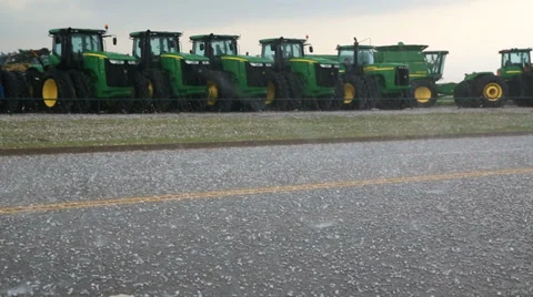 Storm hail core dropping large stones on the road Stock Footage 30369548