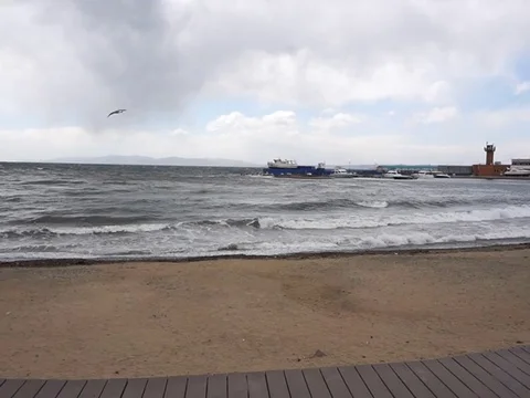 Storm in harbor 8 Vídeo Stock 75344128