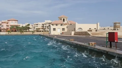 Storm in the harbor in slow motion Stock Footage 58572528