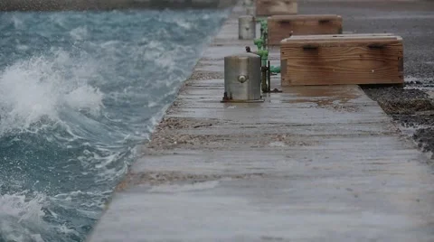 Storm in the harbor in slow motion Stock Footage 58574165