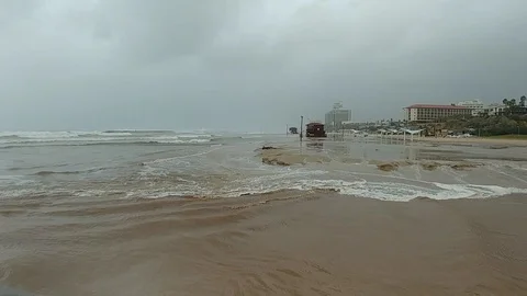 Storm in Herzliya Beach Stock Footage 89743437
