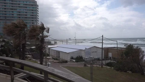 Storm in a Herzliya beach Stock Footage 104321838