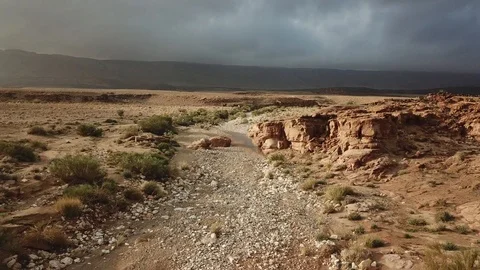 Storm in the horizon in the desert Stockbeeldmateriaal 110966122