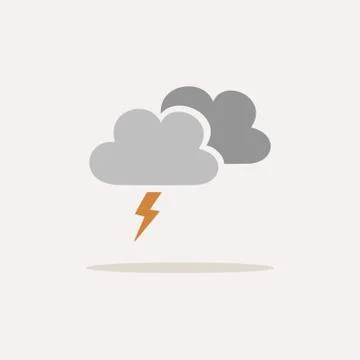 Storm. Icon with shadow on a beige background. Weather vector illustration Stock Illustration