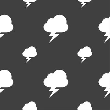 Storm icon sign. Seamless pattern on a gray background. Vector Illustrazione stock
