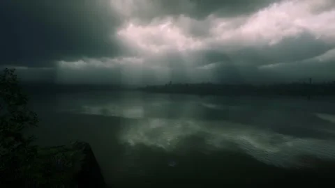 Storm lake light beam Stock Footage 266075516
