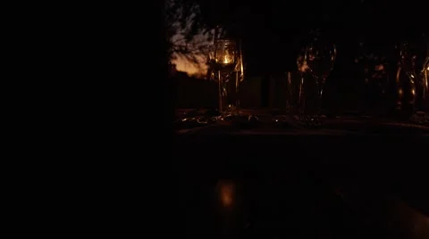 Storm Lantern Being Placed on Beautifully Laid Table - Slow Motion - Reveal Stock Footage 55660112