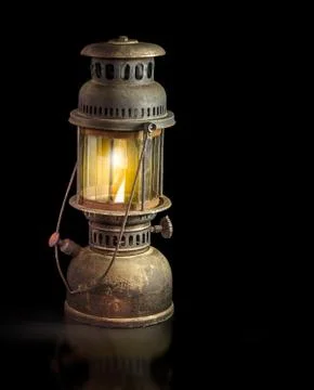 Storm lantern on black background Stock Photos