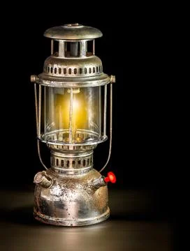 Storm lantern on black background Stock Photos
