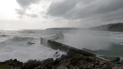 Storm at Laxey Harbour Stock Footage 263972420