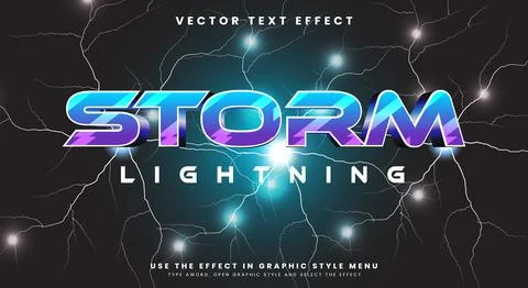Storm Lightning editable text effect Template Stock Illustration