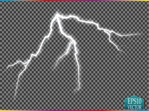 Storm with Lightning isolated on transparent background. Stock Illustration