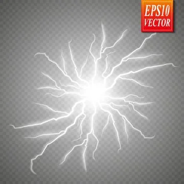 Storm with Lightning isolated on transparent background. Stock Illustration