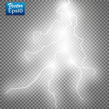 Storm with Lightning isolated on transparent background. Illustrazione stock