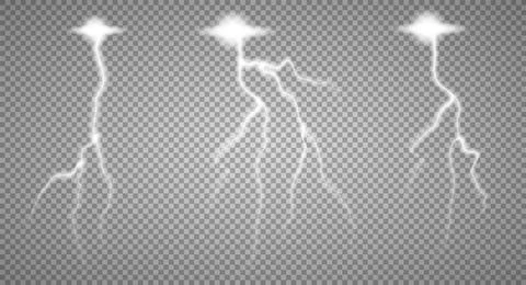 Storm with Lightning isolated on transparent background. Stock Illustration