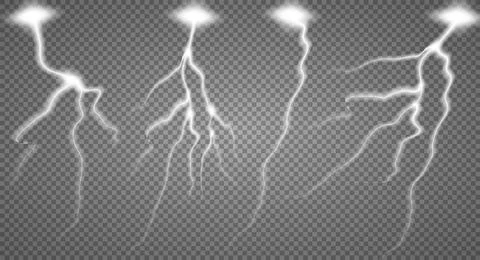Storm with Lightning isolated on transparent background. Illustrazione stock