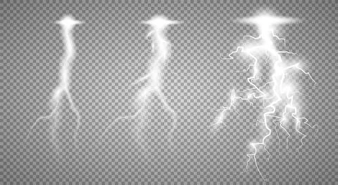 Storm with Lightning isolated on transparent background. Stock-Illustration