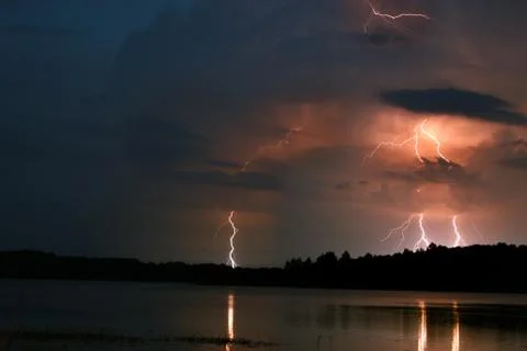 Storm with lightning Stock Photos