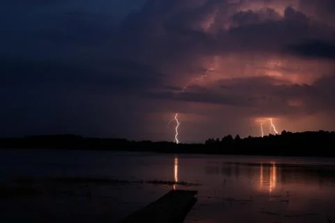 Storm with lightning Stock Photos