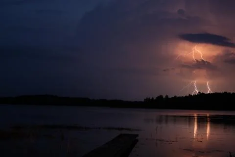 Storm with lightning Stock Photos