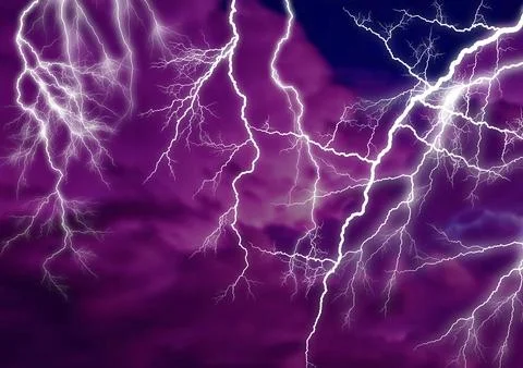 Storm lightning in the sky. Hurricane, typhoon, tornado, storm. Stock Illustration