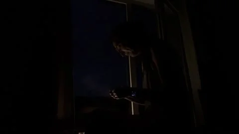 Storm with lightning. Strong lightning outside the window. Thunder and lightning Stock Footage 274654849