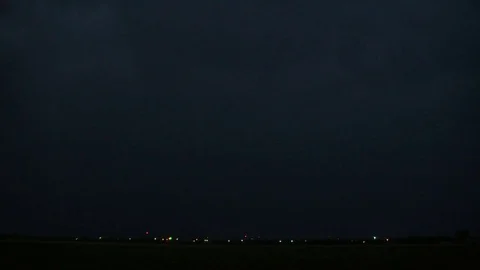 Storm - Lightning on windmills field - Night - Real time Stock Footage 80179203