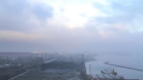 Storm looming over the city in the winter Stock Footage 59228075