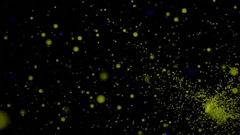 Storm of many colored dots. Design. Swarming stream of colored dots on black Video stock 250190822