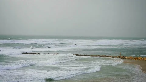Storm in the Mediterranean Sea Stock Footage 147753969