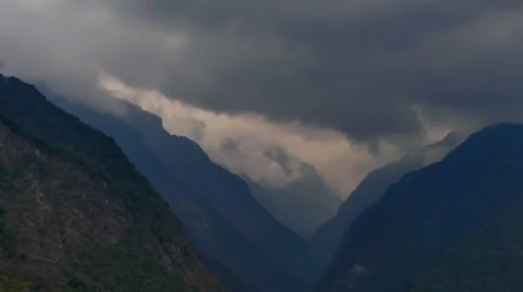 Storm moving Clouds nature background time-lapse HD video. Sky mountain Stock Footage 64837106