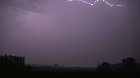 Storm - Multicell - Lightning strikes - Flashes - Night - 002 Stock Footage 10964753