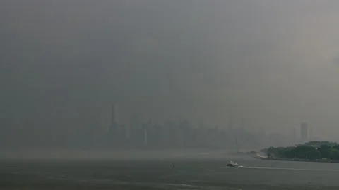 Storm New York Harbor Stock Footage 155363535