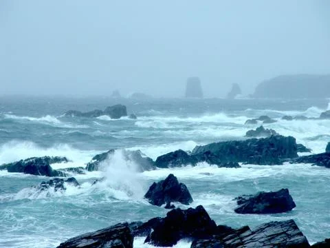 Storm in newfoundland ocean Stock Photos