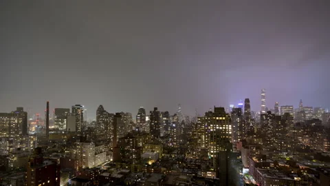 Storm Night Cityscape Background Stock Footage 164183475