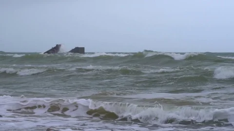 Storm on the ocean coast Stock Footage 83834152