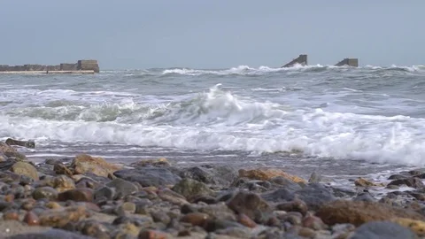 Storm on the ocean coast Stock Footage 84215494