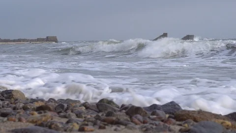 Storm on the ocean coast Stock Footage 96005756