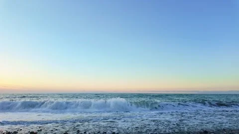 Storm Ocean Waves At Sunset Vídeo Stock 345253855