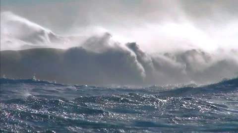 Storm ocean wind waves sea spray  Stock Footage 43244057