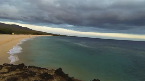 Storm over Big Beach Maui Time Lapse Stock Footage 24771432