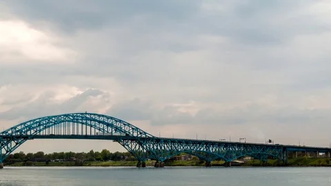 Storm Over Bridge Timelapse Stock Footage 75742266