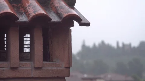 Storm over a  chimney pot Stock Footage 113298835